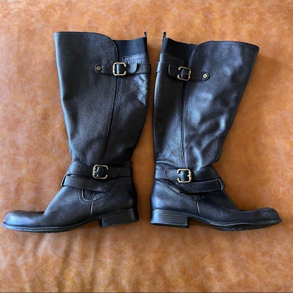 Naturalizer Black ‘JORDIE’ Leather Riding Boots [Wide Calf] - Picture 4 of 11